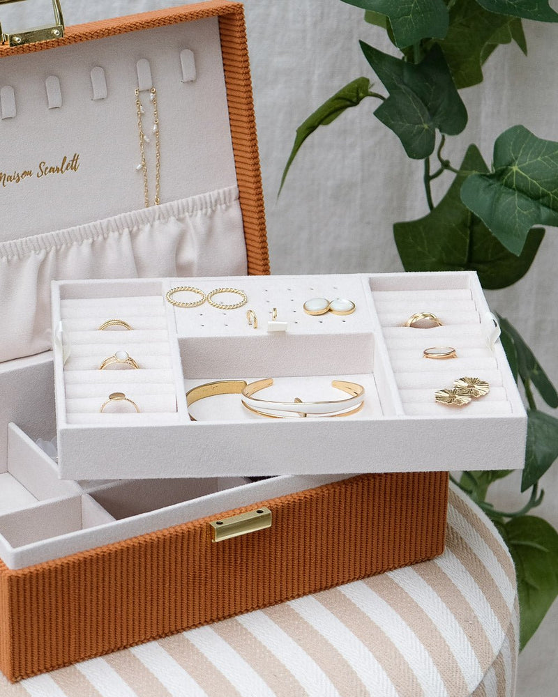 Boîte À Bijoux Louise Velours Côtelé