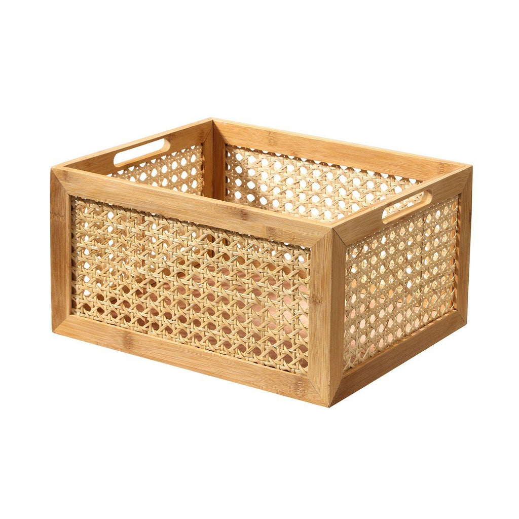 Boîte En Bambou Et Rotin Grand Modèle - Marron