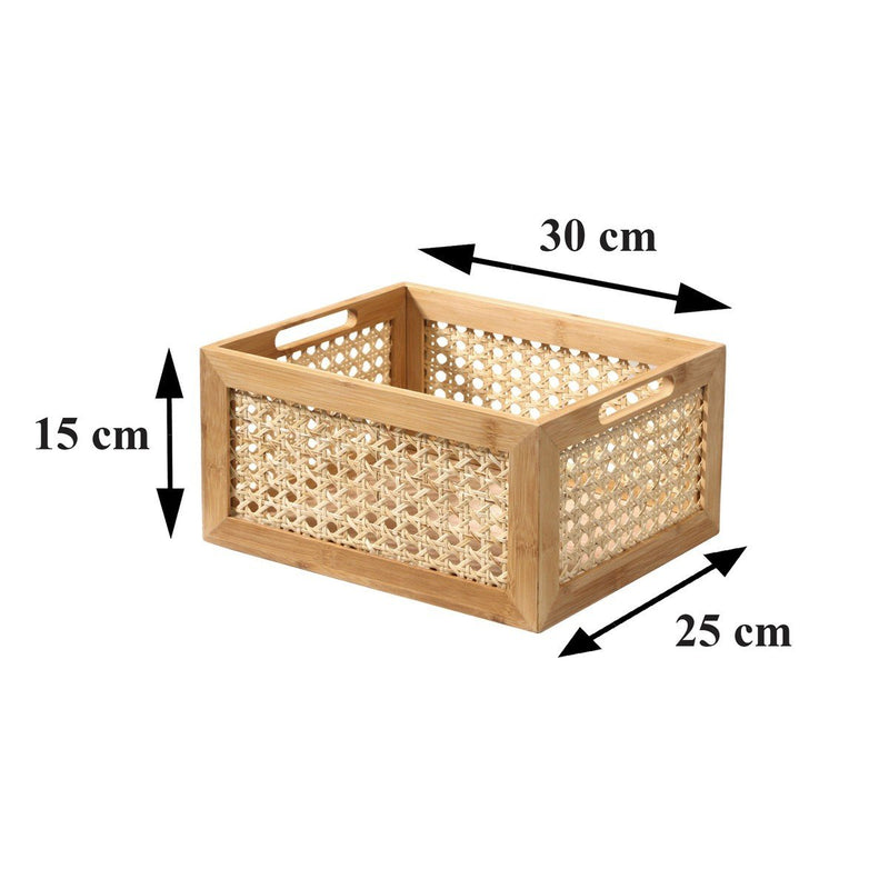 Boîte En Bambou Et Rotin Moyen Modèle - Décor Bois