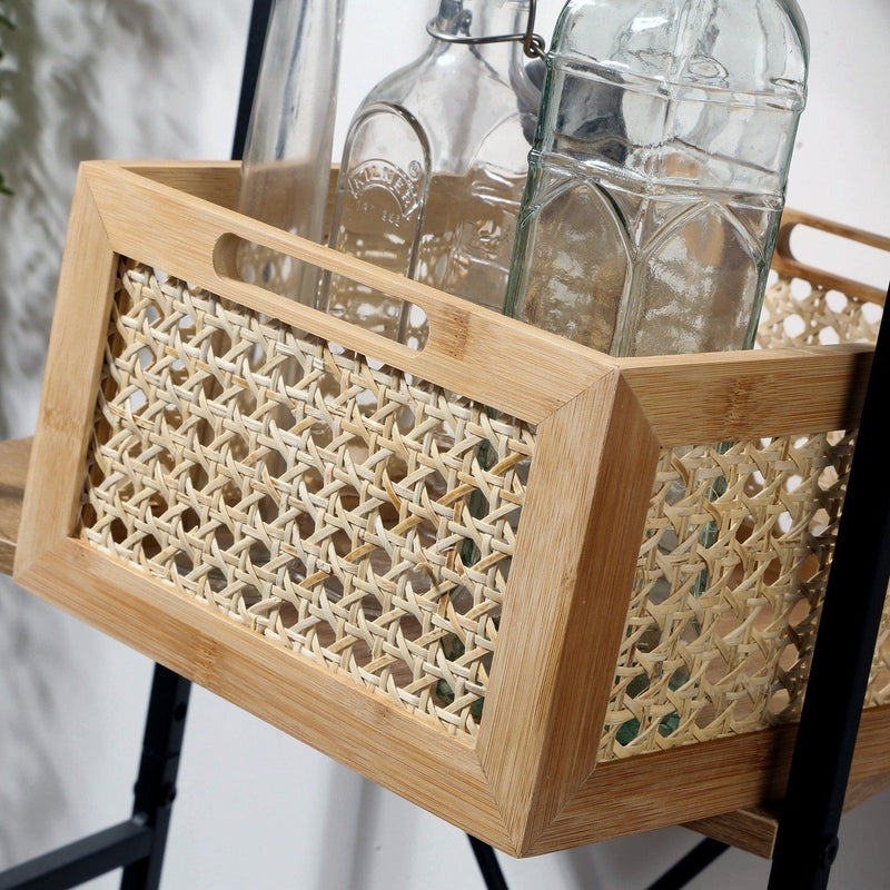 Caja mediana de bambú y ratán - Decoración en madera