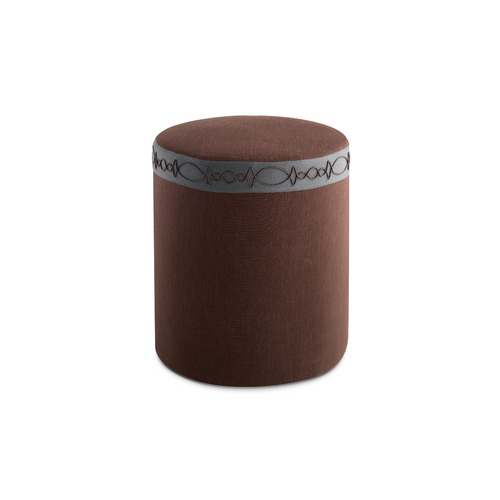 Tabouret Star Seat - Lin Chocolat - Passepoil Chelsea Bleu Marine