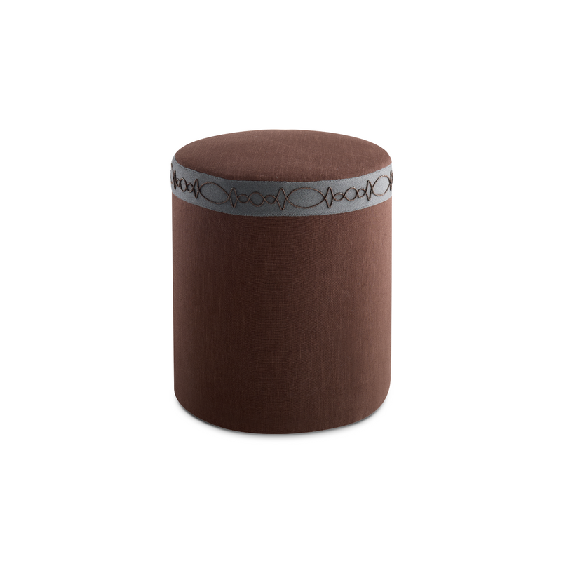 Tabouret Star Seat - Lin Chocolat - Passepoil Chelsea Bleu Marine