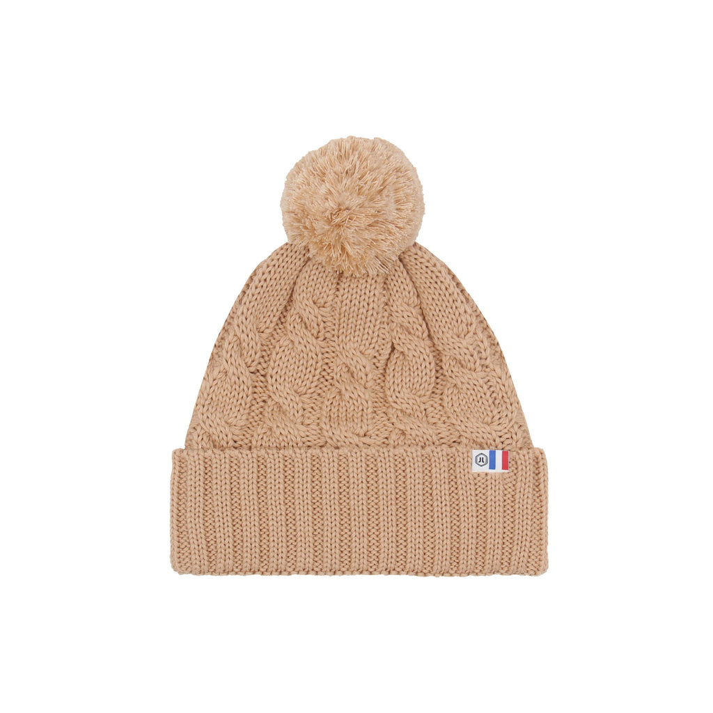 Bonnet Pompon Laine Camel - Femme