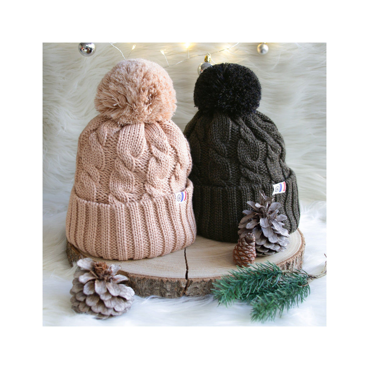 Bonnet Pompon Laine Camel - Femme