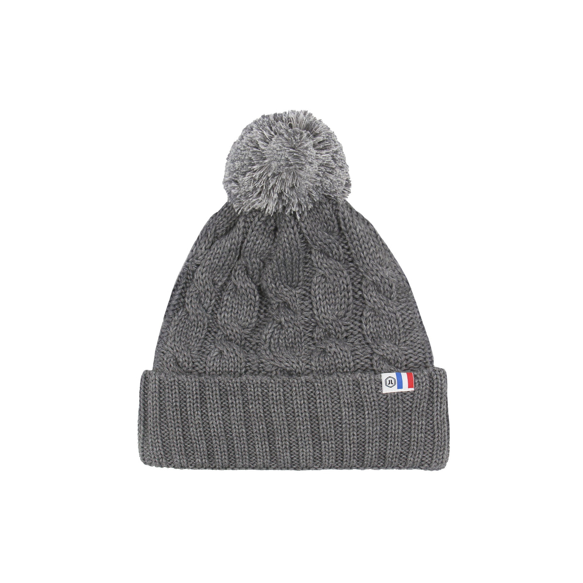 Bonnet Pompon Laine Gris - Femme