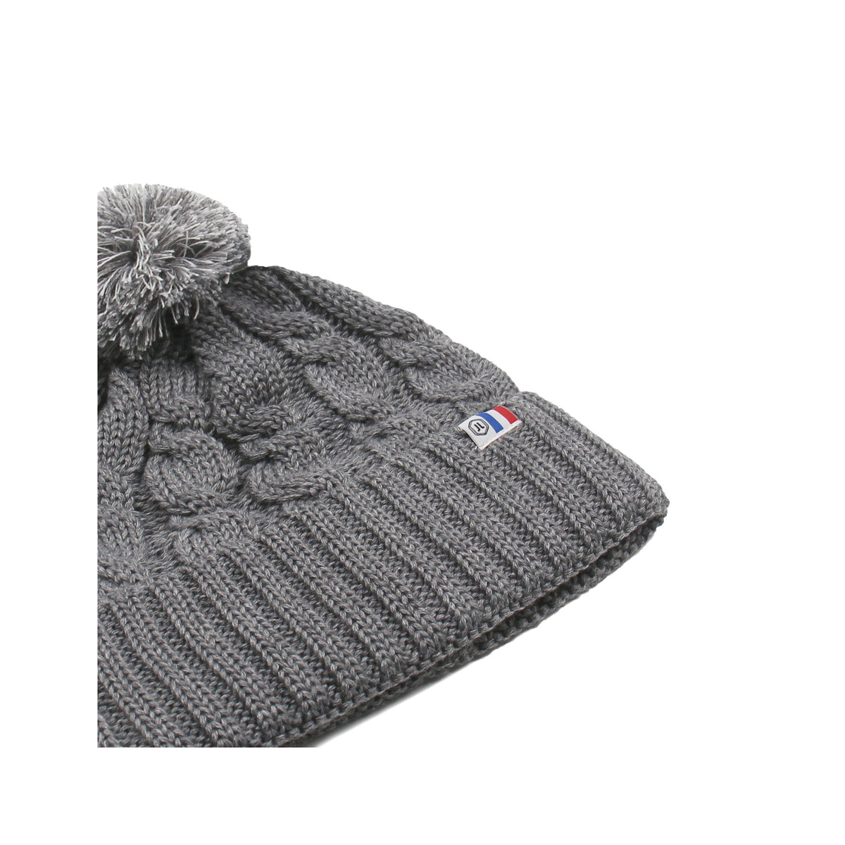 Bonnet Pompon Laine Gris - Femme