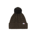 Bonnet Pompon Laine Kaki Noir - Femme