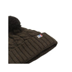 Bonnet Pompon Laine Kaki Noir - Femme