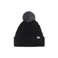Bonnet Pompon Laine Noir Gris - Femme