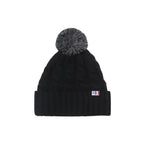 Bonnet Pompon Laine Noir Gris - Femme
