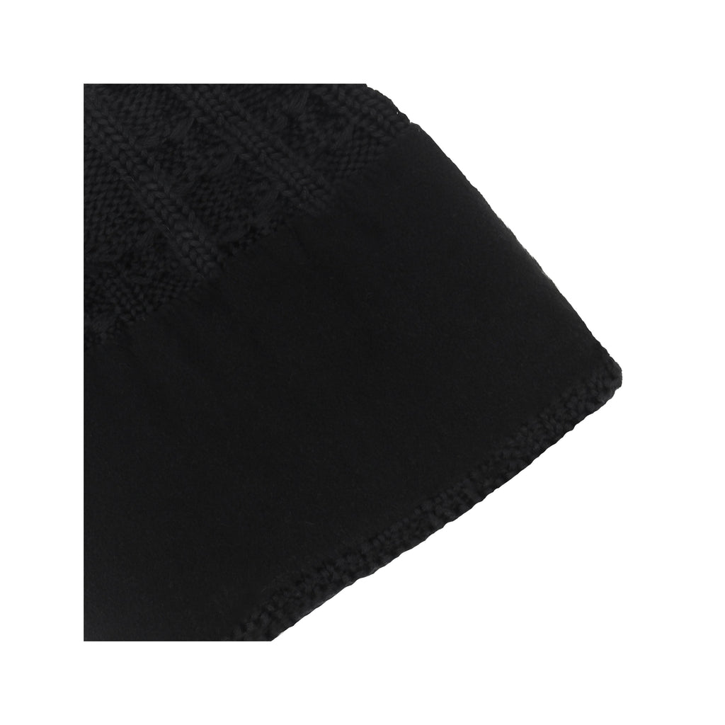 Bonnet Pompon Laine Noir Gris - Femme