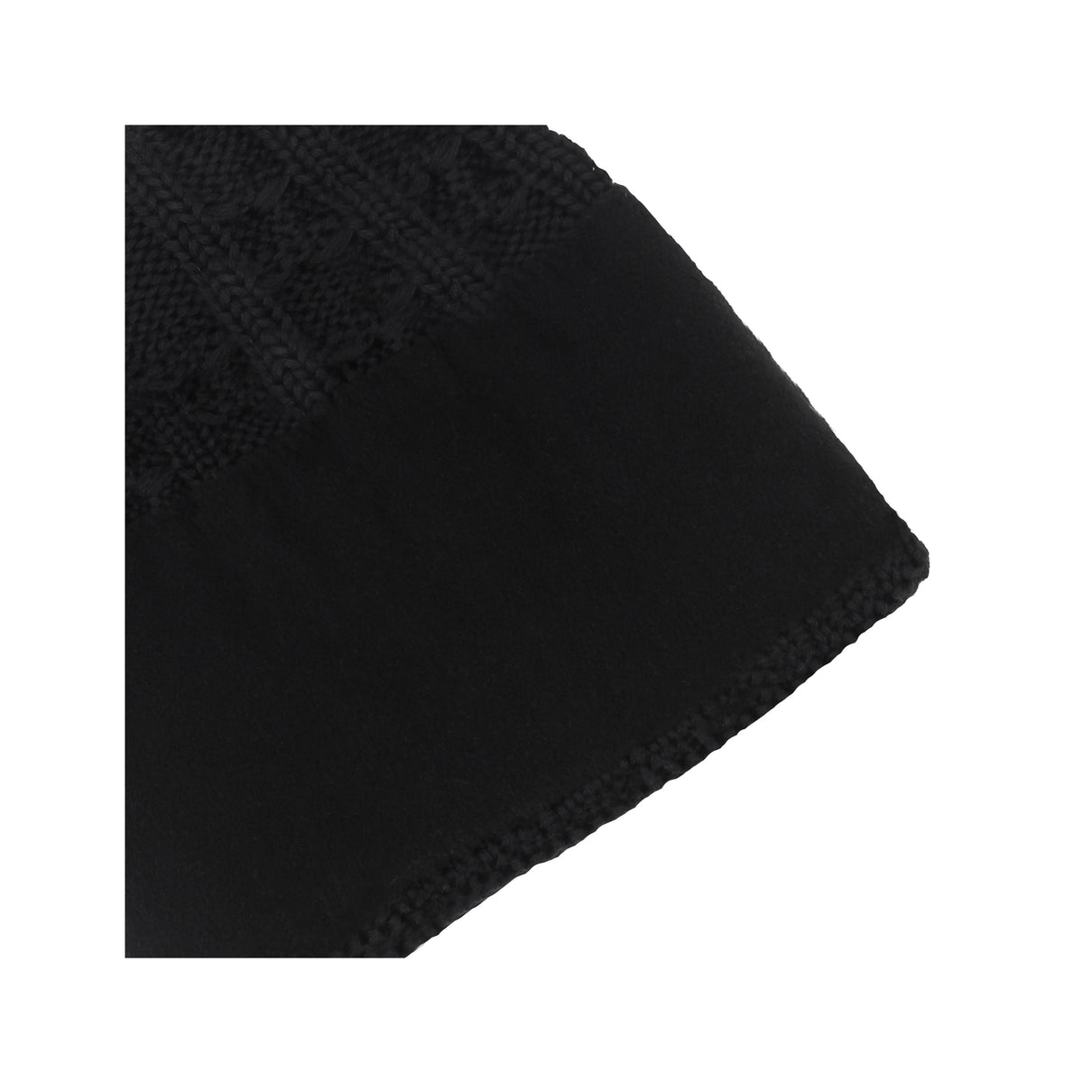 Bonnet Pompon Laine Noir Gris - Femme