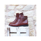 Boots À Boucle Cuir Marron - Homme