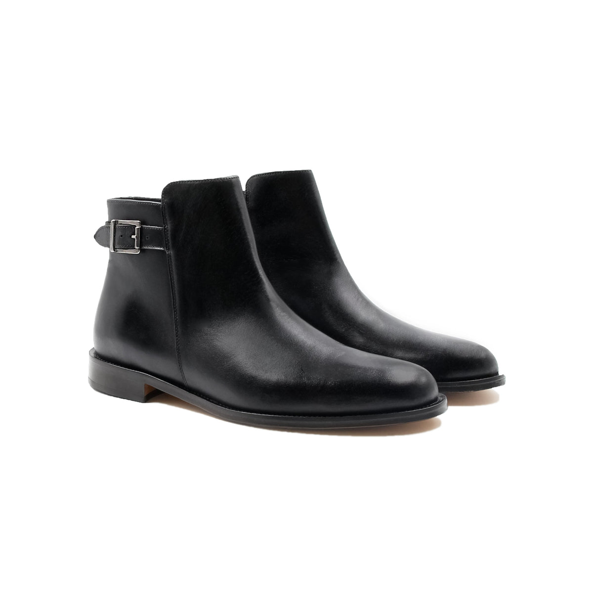 Boots À Boucle Cuir Noir - Homme