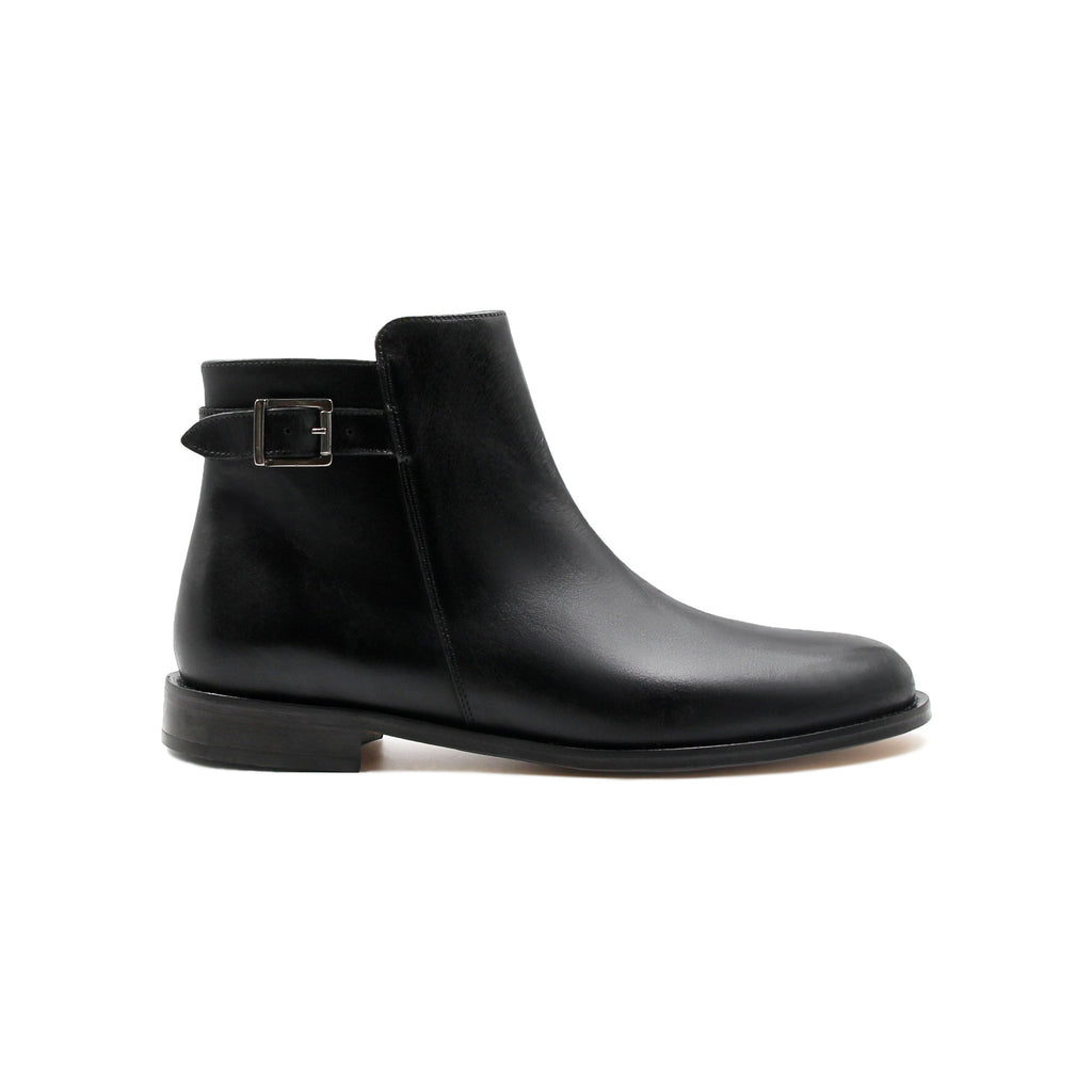 Boots À Boucle Cuir Noir - Homme