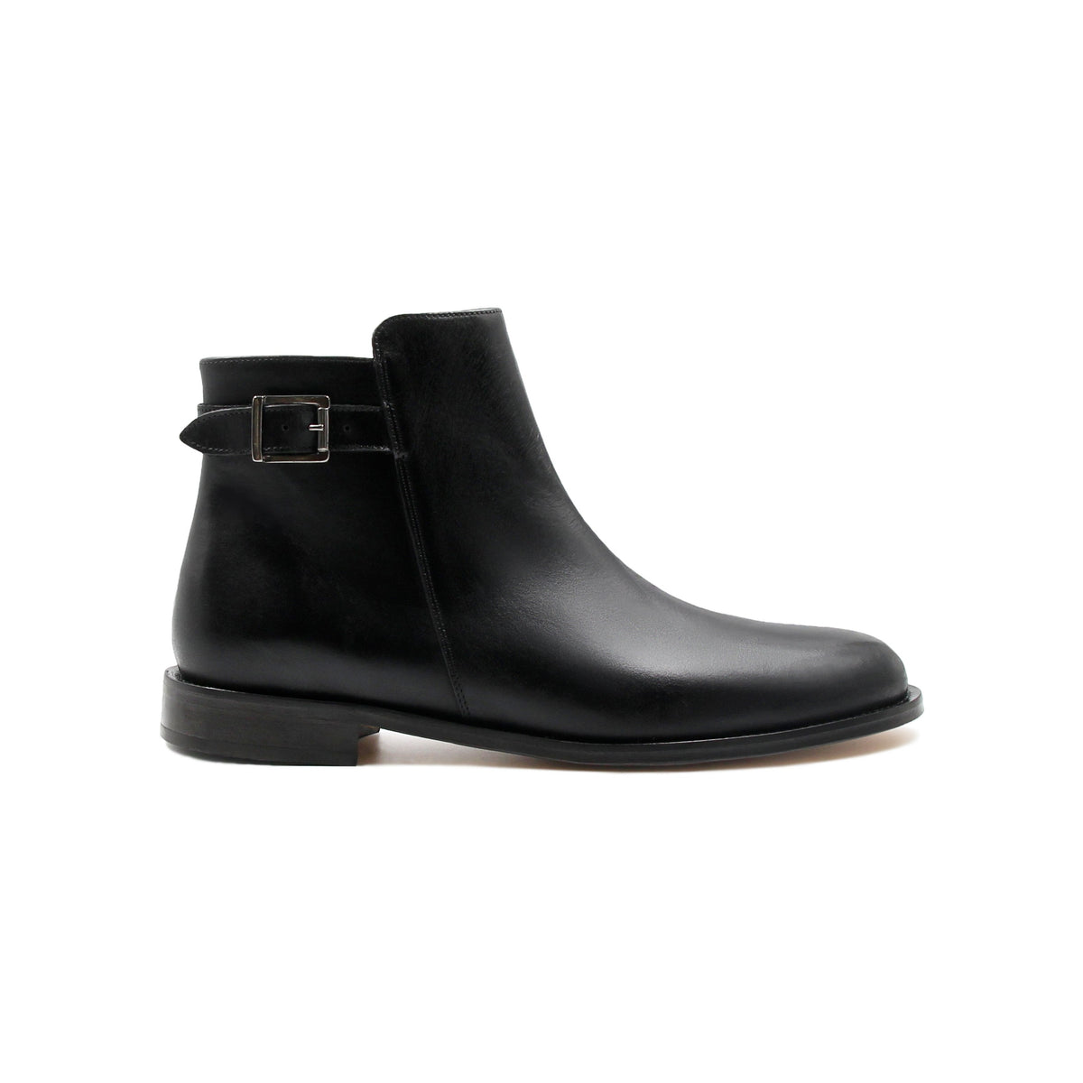 Boots À Boucle Cuir Noir - Homme