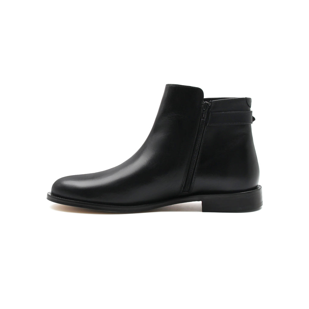 Boots À Boucle Cuir Noir - Homme