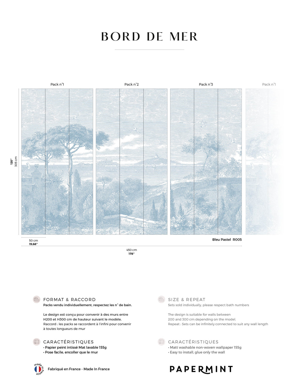 Bord De Mer Wall Mural - Pastel Blue