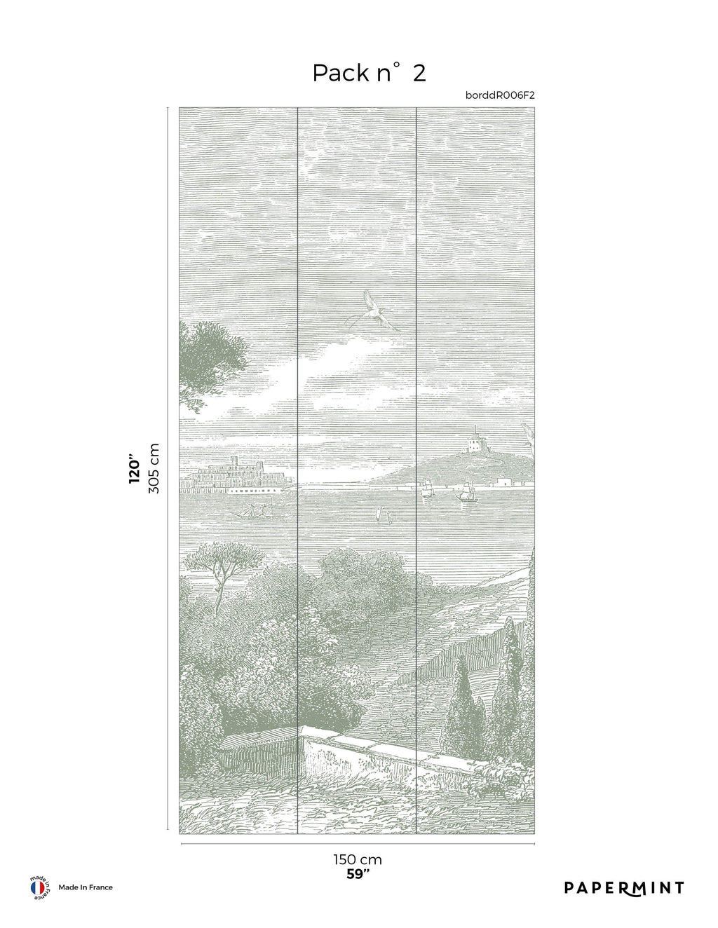 Seaside Mural - Pastel Green