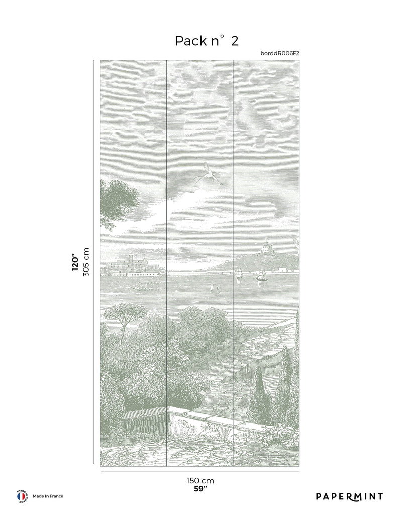 Fresque Bord de Mer - Vert Pastel