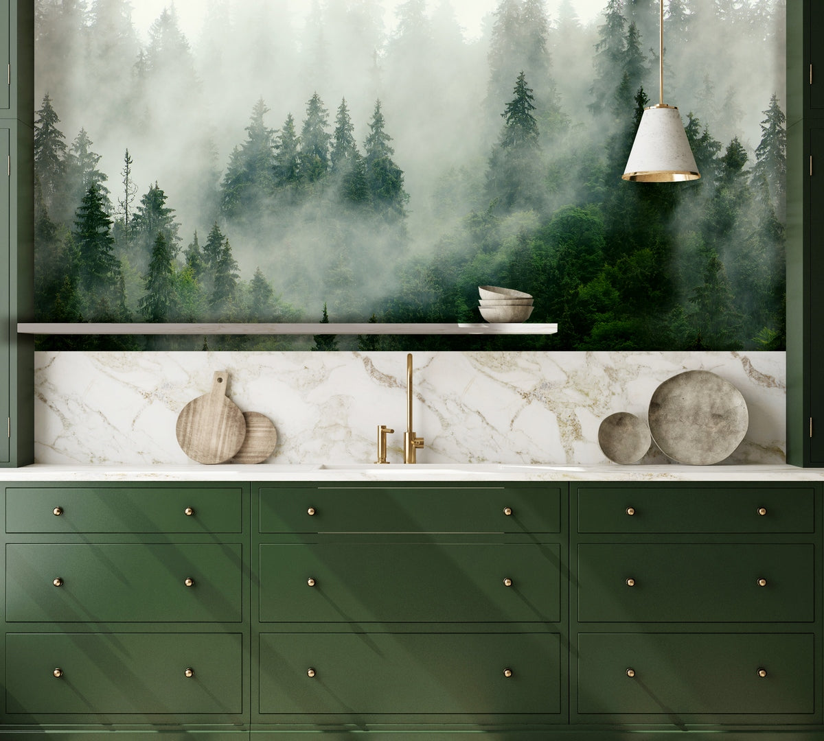 Boreal Forest Mural - Cyprus Green