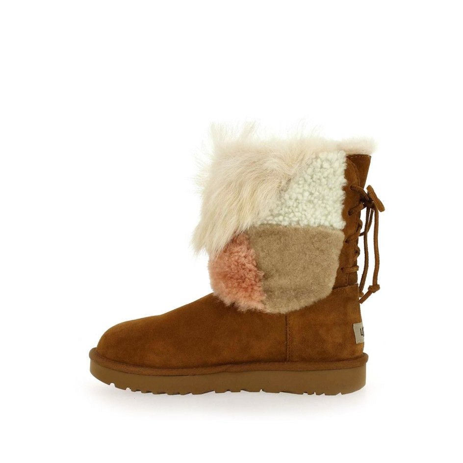 Bottes Classic Short Patchwork Fluff - Beige - Femme