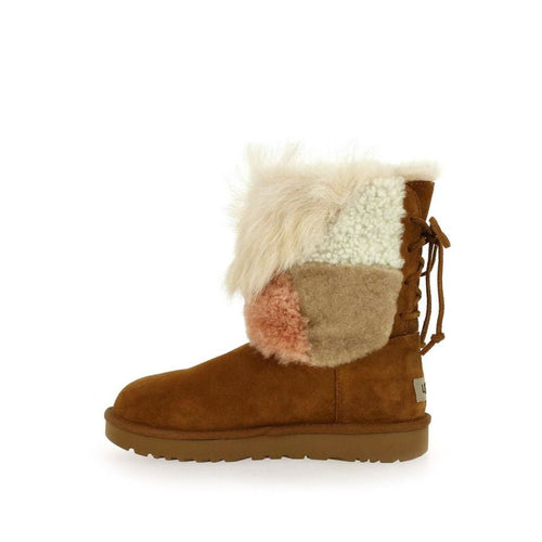 Bottes Classic Short Patchwork Fluff - Beige - Femme