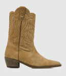 Claris Virot - Bottes Lucienne Cuir Brodées Olive - Femme