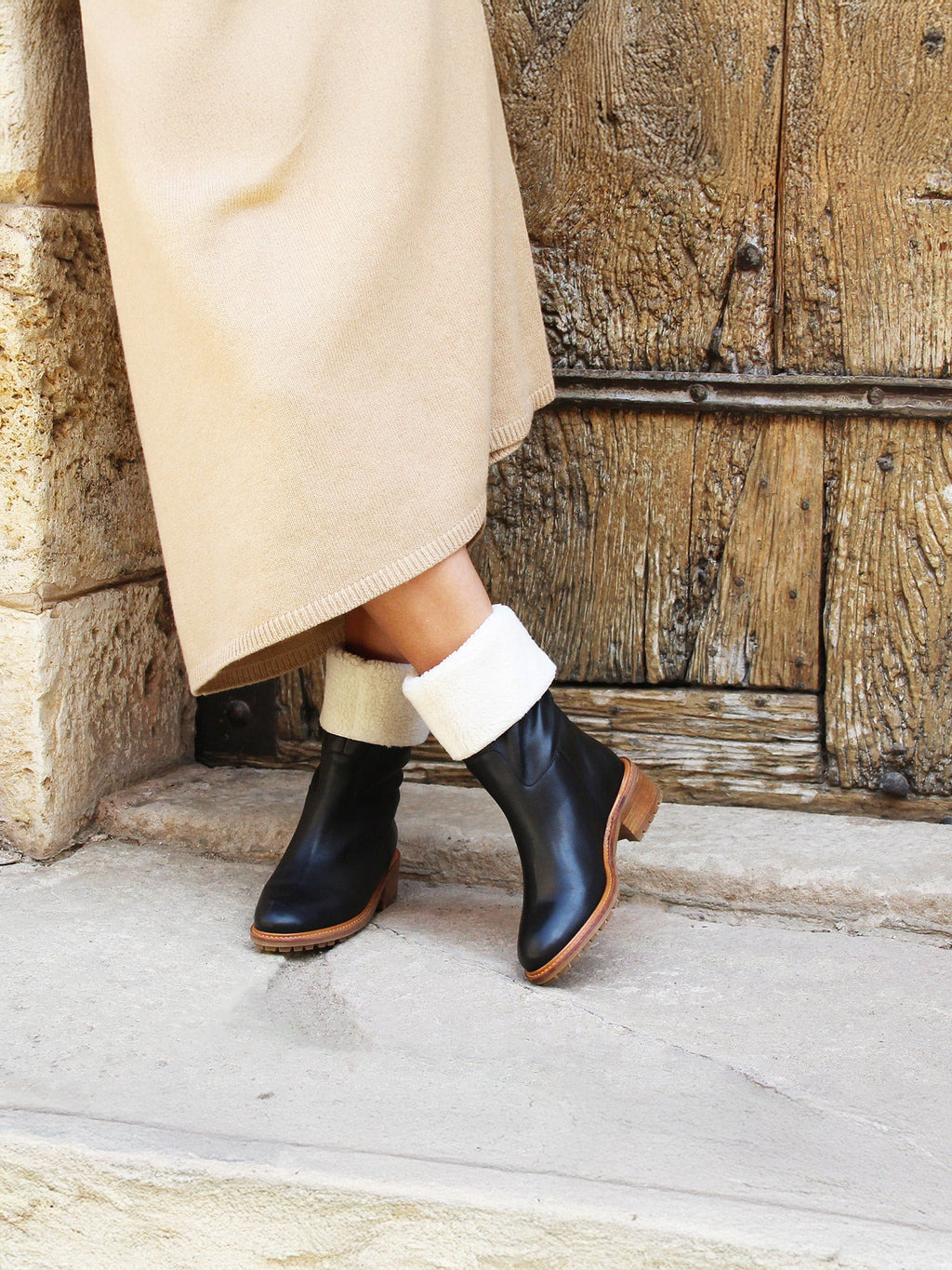 Botas Forradas de Piel Negro - Mujer