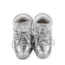 Moon Boot - Botines Icon Low Glance de satén - Plateado/Blanco