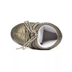 Icon Low Glance Satin Ankle Boots - Platinum Gold Satin