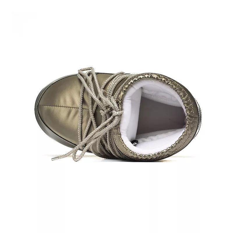 Icon Low Glance Satin Ankle Boots - Platinum Gold Satin