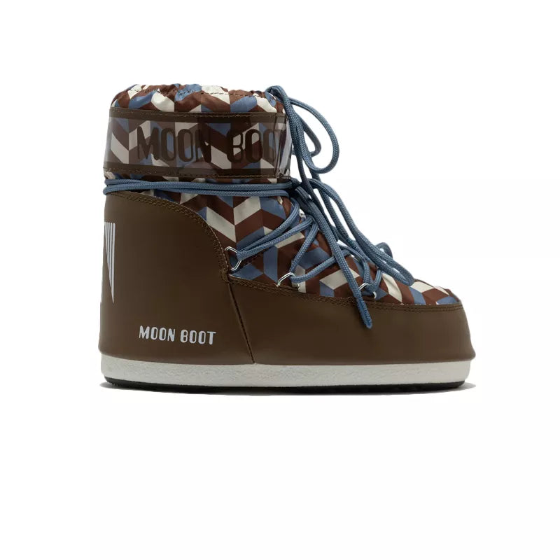 Icon Low Optical Print Ankle Boots - Brown/Sky Blue/Beige