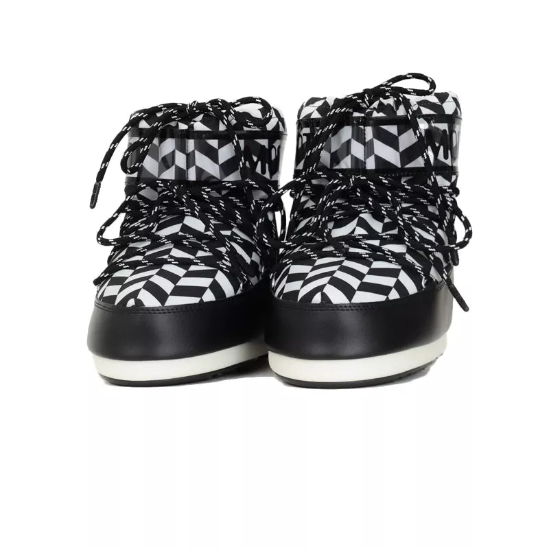 Icon Low Optical Print Ankle Boots - Black/White