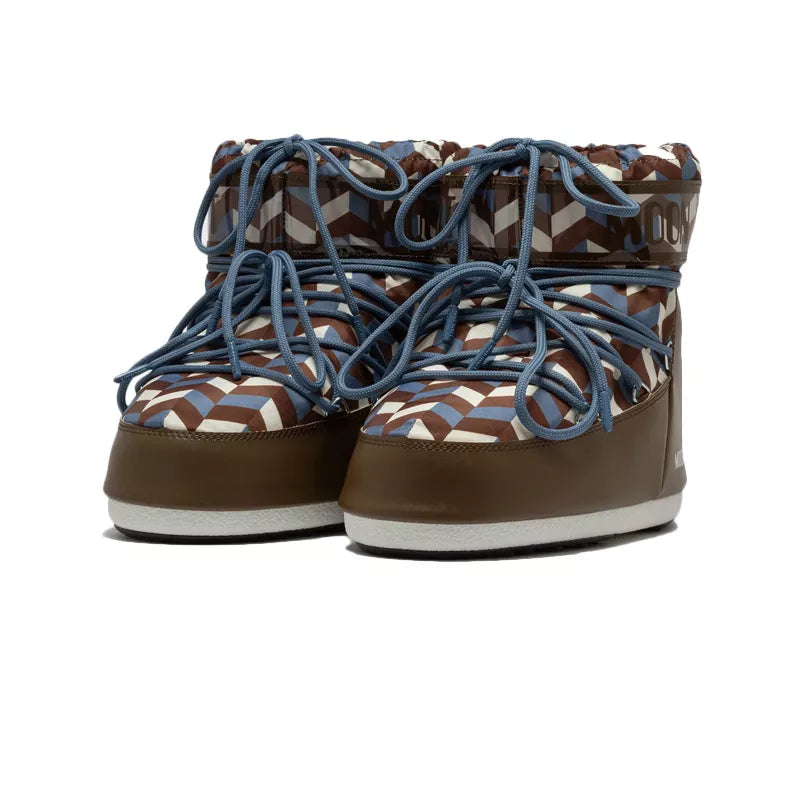 Icon Low Optical Print Ankle Boots - Brown/Sky Blue/Beige