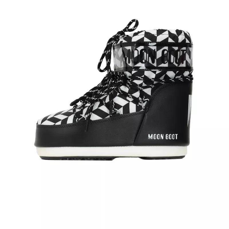 Icon Low Optical Print Ankle Boots - Black/White
