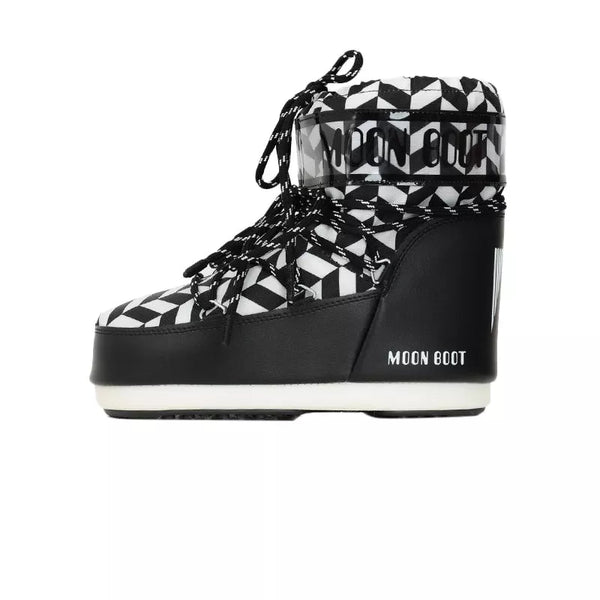 Botines Icon Low con estampado óptico - Negro/Blanco