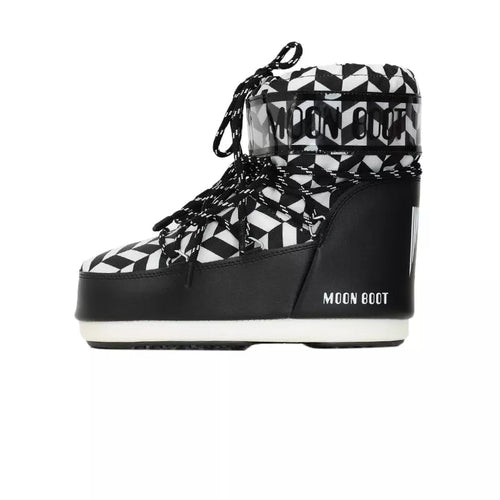 Botines Icon Low con estampado óptico - Negro/Blanco