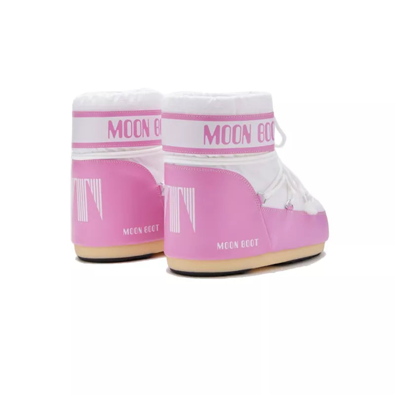 Icon Low Nylon Ankle Boots - White/Pink