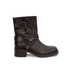 Bottines Biker Cuir Noir - Femme