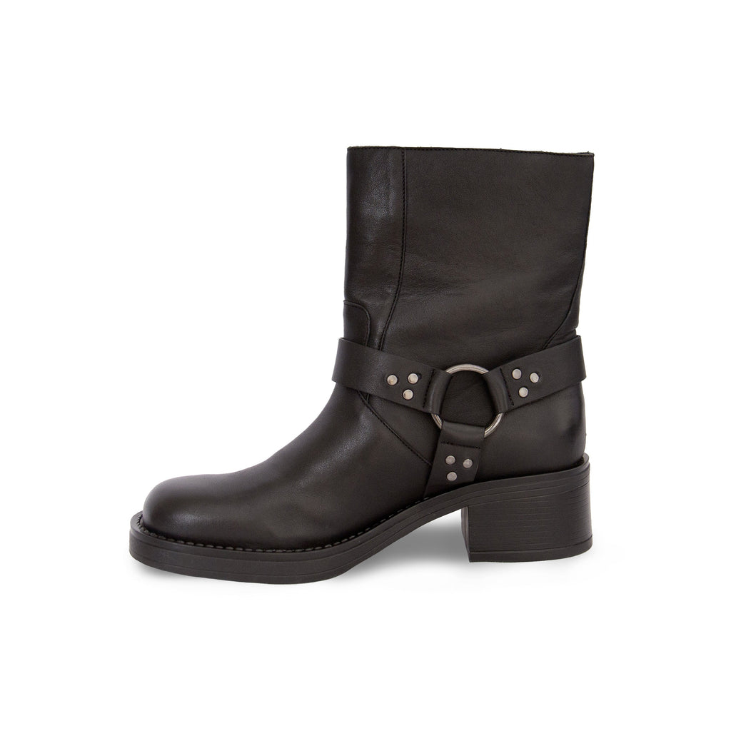 Bottines Biker Cuir Noir - Femme