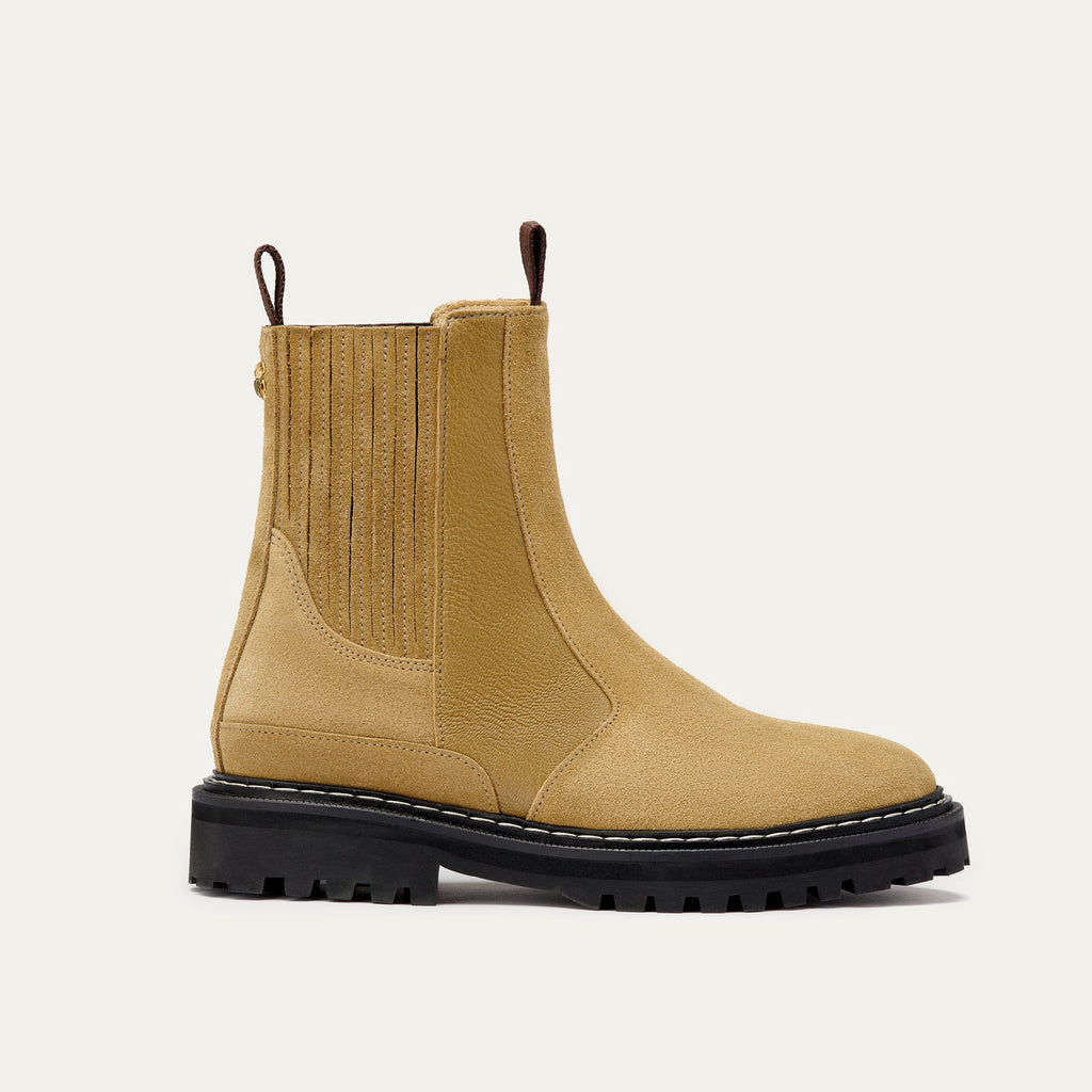 Olive And Greige Ziggy Leather Chelsea Boots