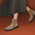 Olive And Greige Ziggy Leather Chelsea Boots