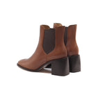 Bottines Chelsea Talon Cuir Camel - Femme