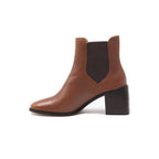 Bottines Chelsea Talon Cuir Camel - Femme