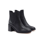Bottines Chelsea Talon Cuir Noir - Femme