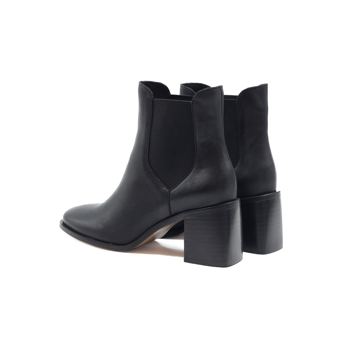 Bottines Chelsea Talon Cuir Noir - Femme