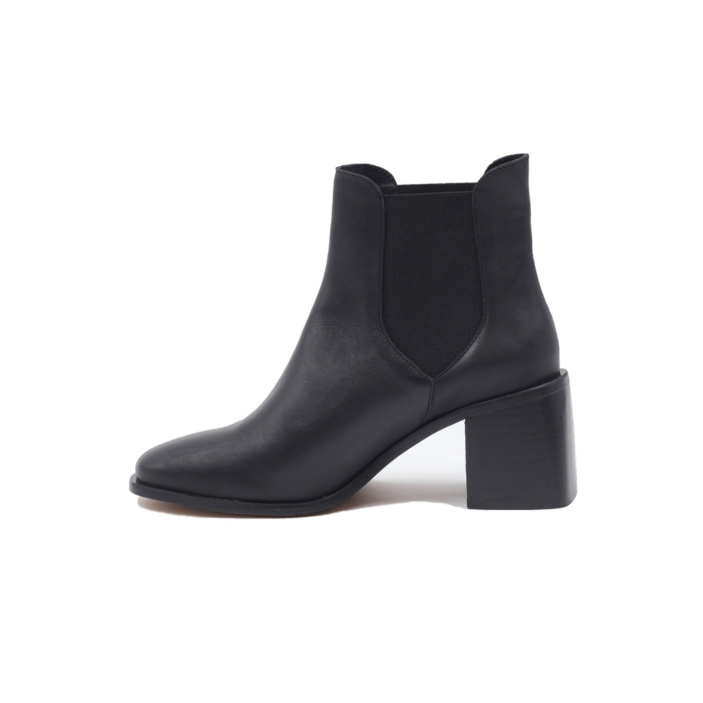 Bottines Chelsea Talon Cuir Noir - Femme