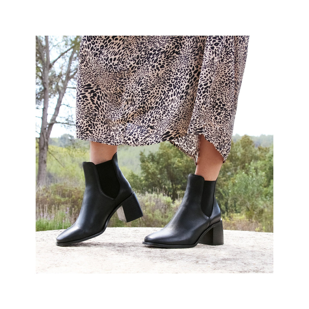 Bottines Chelsea Talon Cuir Noir - Femme