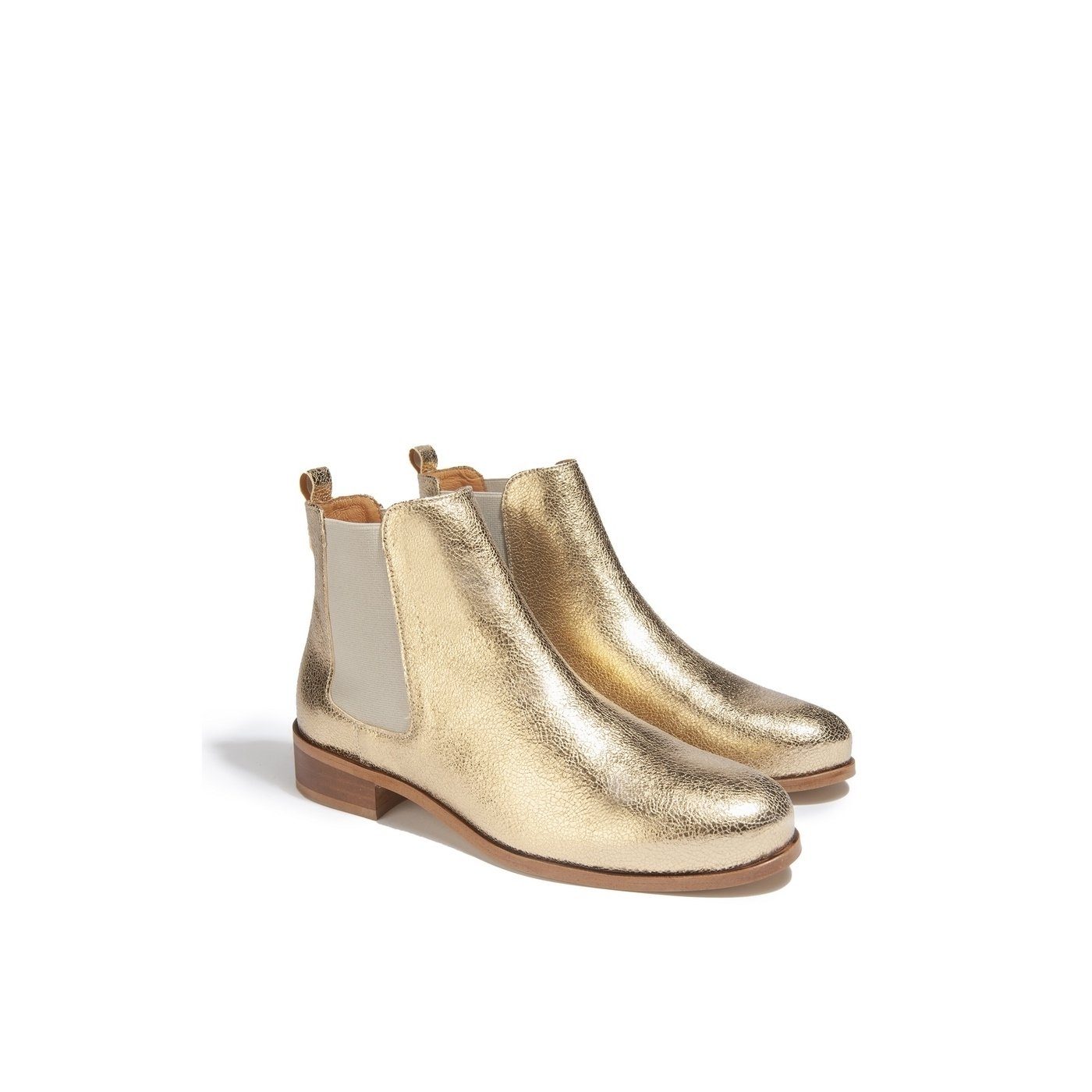 Anaki - Crackled Gold Ankle Boots - Anaki